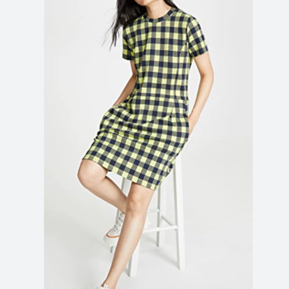 Mads Norgaard Copenhagen Diella Dress in Navy Green Check
